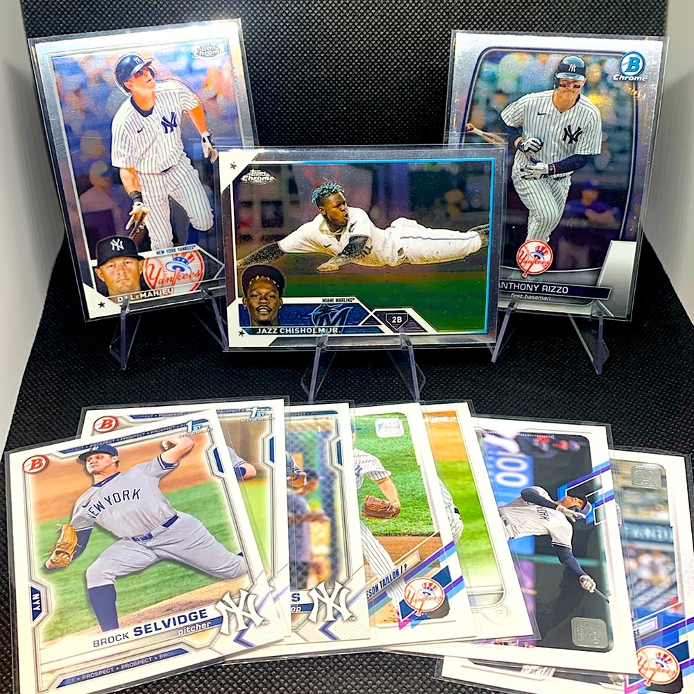 New York Yankees Card Bundle Topps Bowman Chromes Chisholm Vargas Rizzo Perfect!